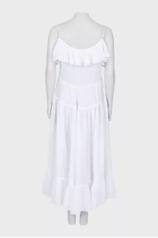 White maxi dress with ruffles
