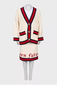 Woven skirt suit with tag