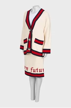 Woven skirt suit with tag