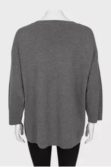 Wool sweater with beaded embroidery