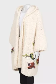 Cashmere cardigan with back print