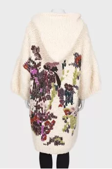 Cashmere cardigan with back print