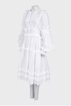 White ruffled midi dress