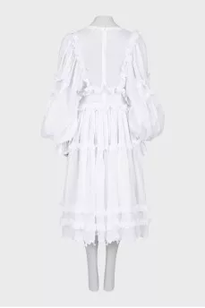 White ruffled midi dress
