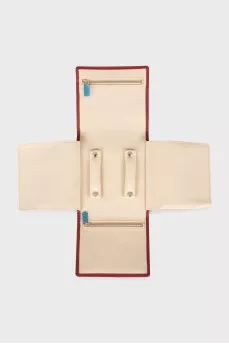 Leather toiletry case with ribbon