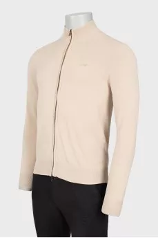 Men's beige jumper with zipper