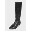 Leather boots with brand logo