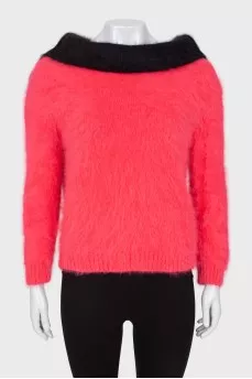 Two-tone high pile sweater