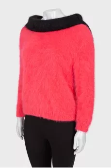 Two-tone high pile sweater