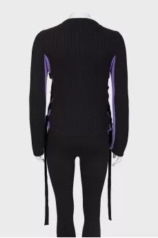 Two-color jumper with side decor
