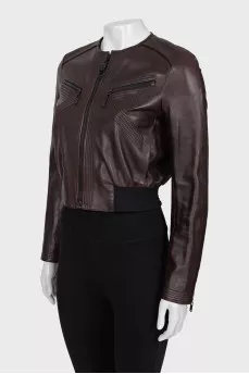 Cropped leather jacket