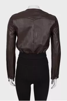 Cropped leather jacket