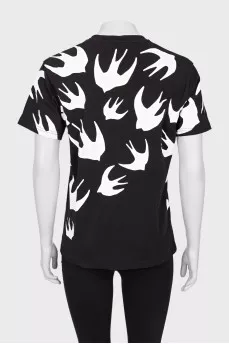 Black T-shirt with white print