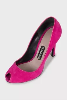 Open toe suede shoes