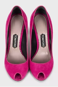 Open toe suede shoes