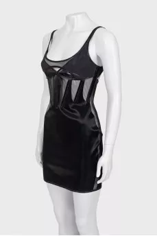 Black mini dress with imitation corset