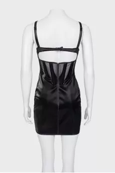 Black mini dress with imitation corset