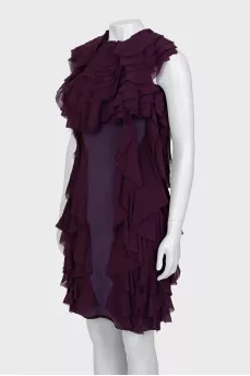 Silk ruffle dress with tag