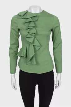 Green blouse with ruffles