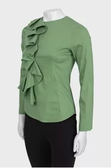 Green blouse with ruffles