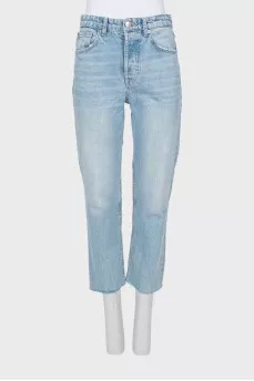 Blue jeans with raw hem