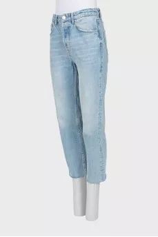 Blue jeans with raw hem