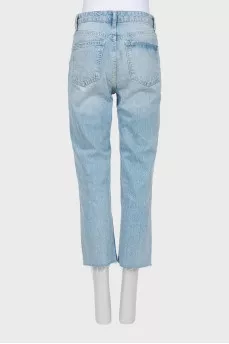 Blue jeans with raw hem