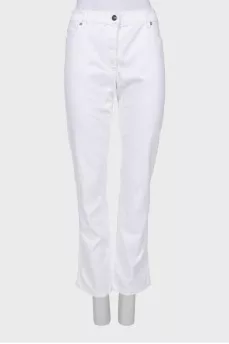 White jeans with gold hardware