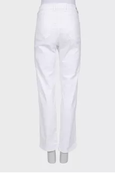 White jeans with gold hardware