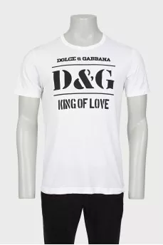 Men's white T-shirt with brand logo