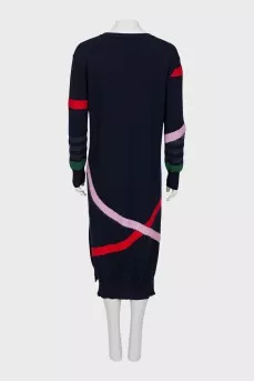 Wool dress with V-neck