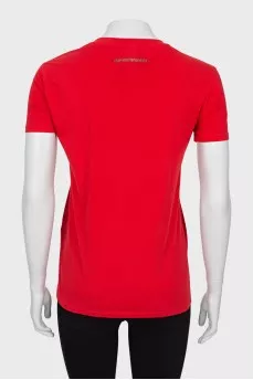Red T-shirt with gold print