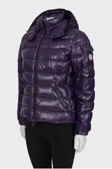 Purple down jacket with hood