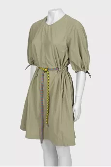 Green dress with puff sleeves