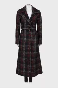 Checked maxi coat