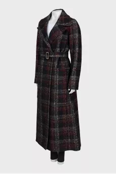 Checked maxi coat