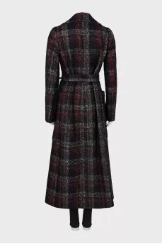 Checked maxi coat