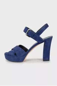 Blue suede sandals