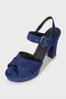 Blue suede sandals