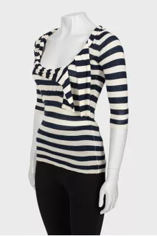 Striped top with 3/4 sleeves