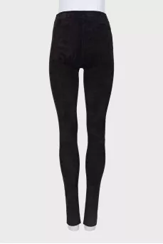 Suede trousers body-con shape