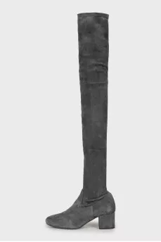 Suede gray over the knee boots