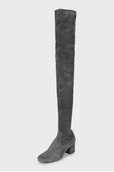 Suede gray over the knee boots