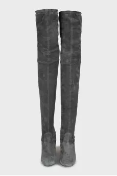Suede gray over the knee boots