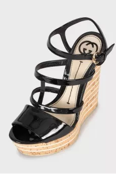 Patent wedge sandals