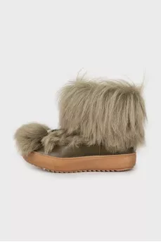 Fur lace-up boots