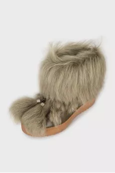 Fur lace-up boots