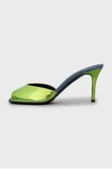 Two-tone high heel mules