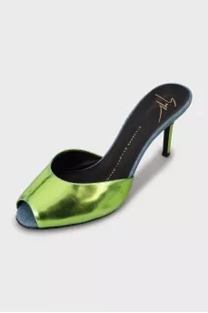 Two-tone high heel mules