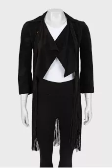 Suede jacket with fringes
